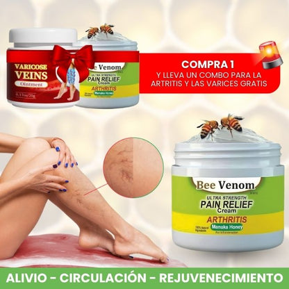 SUPER COMBO, crema dolores y articulaciones + Crema Varicose Veins, 3 x 1