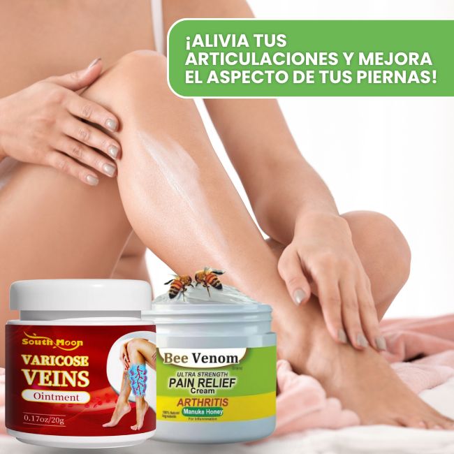 SUPER COMBO, crema dolores y articulaciones + Crema Varicose Veins, 3 x 1