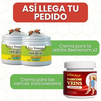 SUPER COMBO, crema dolores y articulaciones + Crema Varicose Veins, 3 x 1